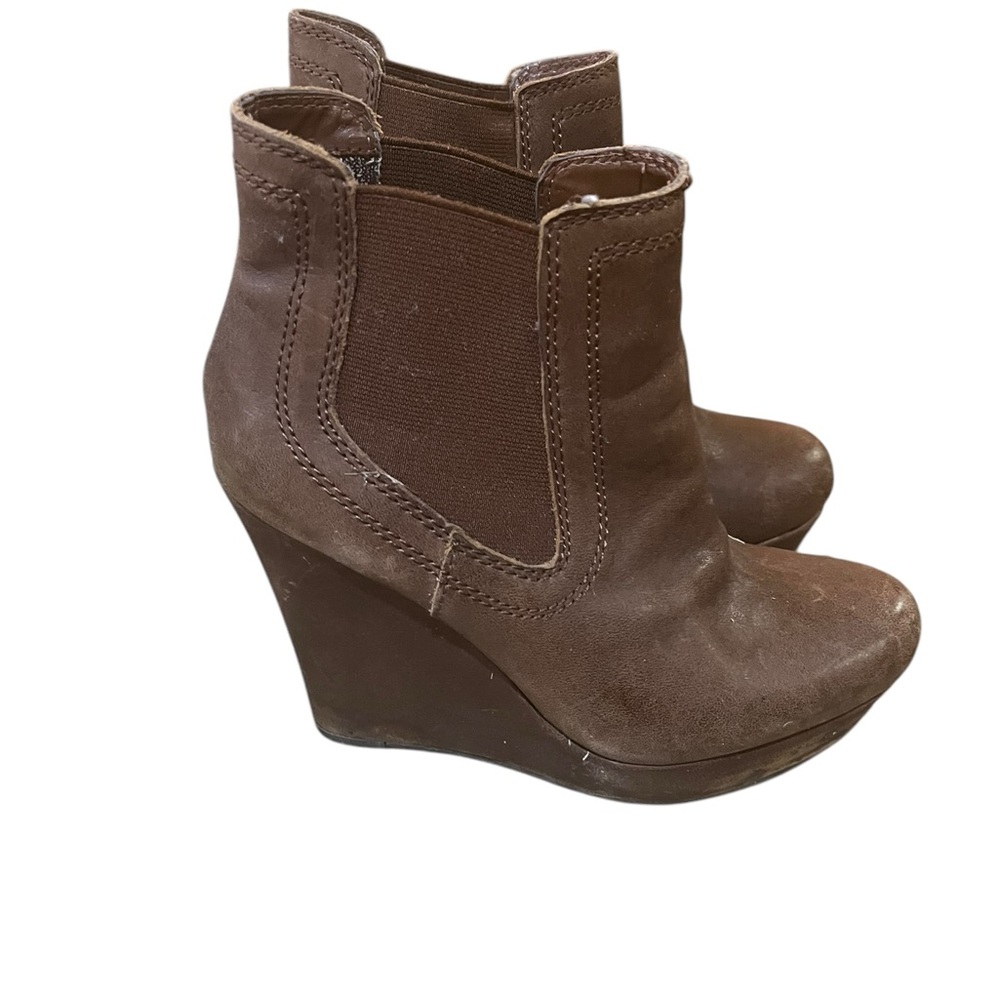 Seychelles Wedge Ankle Boot Brown Distress Leather